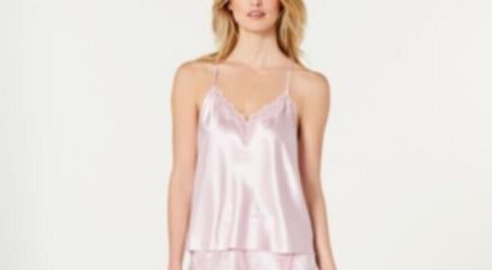 INC Women's Satin Lace-Trimmed Cami Pajama Top, Pink Cradle, M " TOP ONLY"